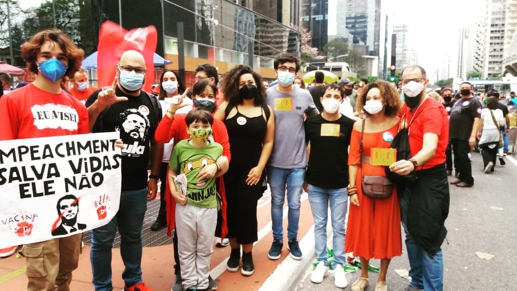 Companheiros e companheiras do Movimento Renova Sinesp no Ato Fora Bolsonaro realizado nesse sábado, 2 de outubro.